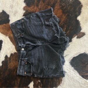 American Eagle Outfitters Frayed Black Jean Shorts